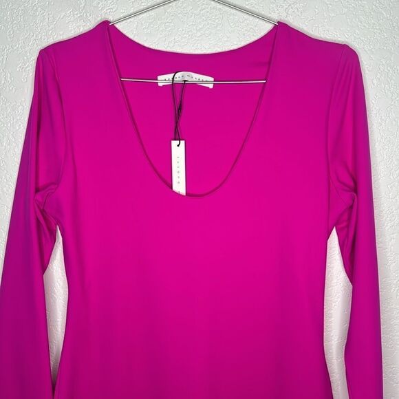 NWT Susana Monaco U Neck Bodycon MIDI Dress Pink Glo XL Revolve - Picture 4 of 15